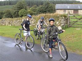 Joe, Gage and Harry outside Bellever Youth Hostel