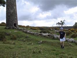 Joe by one of the chimneys at Powdermills, 3.5 miles into the ride