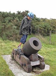 Harry Laity examines the Proving Canon at Powdermills, 3.5 miles into the ride