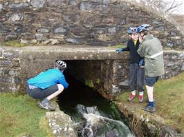 Playing Pooh Sticks with an old car wheel trim on the River Ashburn, Rushlade Common