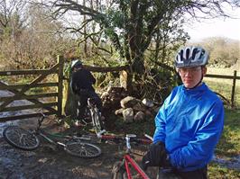 Keir and Oliver on the track to Buckland