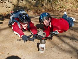 Keir and Sol scrabble over the last drop of energy drink