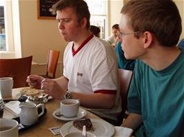 Gavin and Oliver in the Watchet café