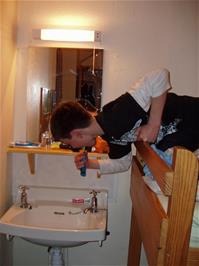 Keir is just SO lazy sometimes, at Lynton Youth Hostel