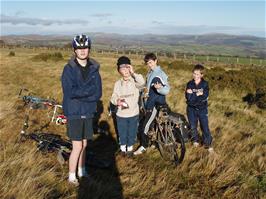 Joe, Josh, Keir and Dennis on Skerraton Down, looking towards Holne