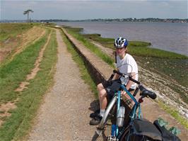 Joe at the start of the path along the Exe estuary near Powderham