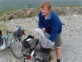 Gavin prepares for the final leg of the journey into the Black Valley, from the junction at Moll's Cross where the taxi dropped us off