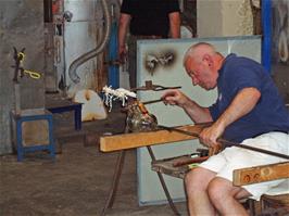 Shaping the handle on the jug at Waterford Crystal