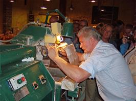 Cut glass work at Waterford Crystal