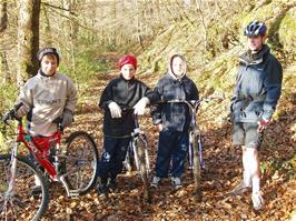 Josh, Dennis, Kane and Joe on the lower Hembury Woods track