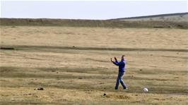 This gentleman is finding his kite quite a handful with the strong breeze on Davidstow Moor