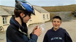 Outside Tintagel Youth Hostel after checking in