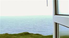 Great views from our dorm on a windy morning at Tintagel Youth Hostel