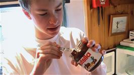 Joe tests hie Nutella after a second spell in the Microwave - it went solid in the fridge overnight