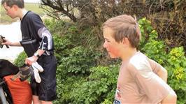 Joe and Josh, prepared to ride the short distance to the hostel with soaking wet cycling gear