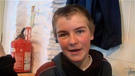 Josh is gradually recovering his energy at the Carnewas Tearoom, Bedruthen Steps