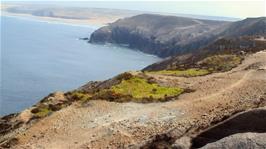 View back to Perranporth from Cligga Head Tin and Wolfram Mine