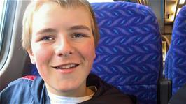 Josh on the 15:14 train from Camborne to Liskeard at the end of his first tour, suffering only from slightly aching legs