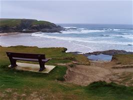 View of Treyarnon Beach, in front of the hostel