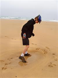 Joe on the beach at Constantine Bay, 0.4 miles from the hostel