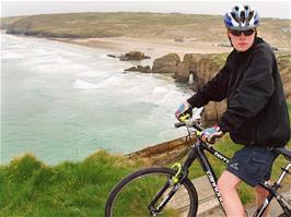 Joe Venables near the hostel overlooking Perranporth Beach