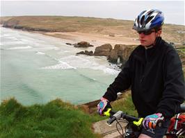 Joe near the hostel overlooking Perranporth Beach