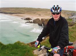 Joe near the hostel overlooking Perranporth Beach