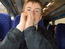 Joe on the train from Camborne