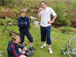 Refreshments stop on the track from Combestone Tor to Dartmeet