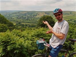 Tao frames the view of Widecombe from the Bonehill-Natsworthy track