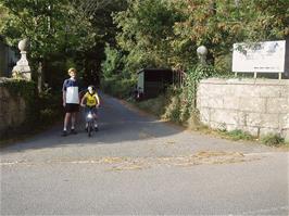 Michael and Glen in the driveway leading to Golant Youth Hostel - new photo for 2025