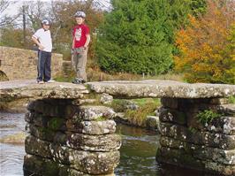 Glen and Ryan on the Postbridge Clapper Bridge