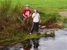 Ryan and Glen have fun on the banks of the East Dart River at Postbridge - new photo for 2025