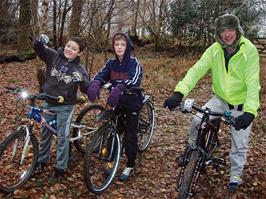 Scott, Dennis and John ready for the downhill track through Hembury Woods