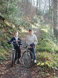 Dennis and Josh on the track in Holne Woods