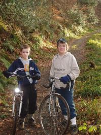Dennis and Josh on the track in Holne Woods