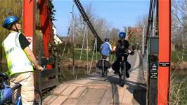 Fun on the suspension bridge at Ham