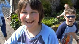 Fun outside the Willows and Wetland Centre, Meare Green, as we prepare to leave