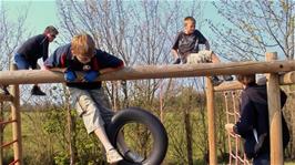 Having fun in the playground at Blackford, 5.8 miles from Cheddar