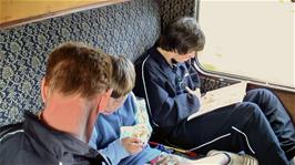 Enjoying lunch on the steam train to Bishops Lydeard