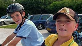 Freddie and Sam at the Dunmere car park near Bodmin