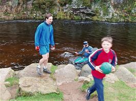 Ash retrieves the football from the River Dart at Spitchwick - new photo for 2025