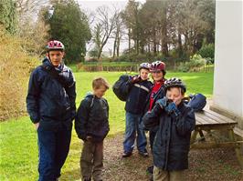 The younger members in the grounds of Golant Youth Hostel