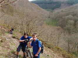 Zac & Dennis pause for breath on the climb to the Humter's Path