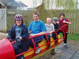 Zac, Ben, Alex, Ashley and Matt on the famous Broadhempston Rocket