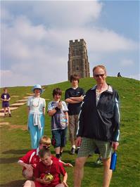 The group on Glastonbury Tor