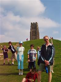 The group on Glastonbury Tor