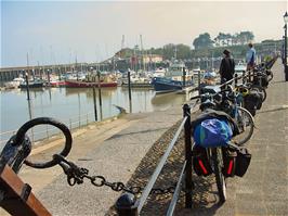 Watchet harbour after our visit to the Corner House Cafe, 8.0 miles into the ride