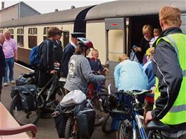 Boarding the steam train at Watchet station
