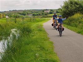 Olly and Charles on the cyclepath into Bude